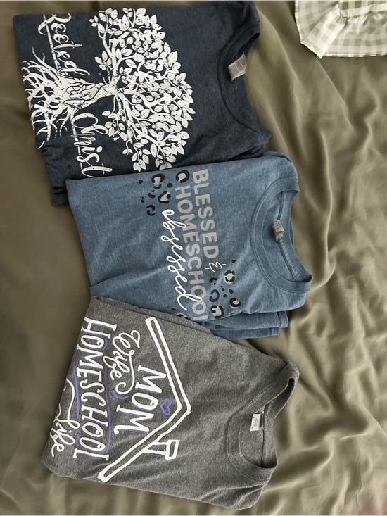 Tops - Women’s Graphic Tee LOT of 3 - Blue and Gray Homeschool Shirts